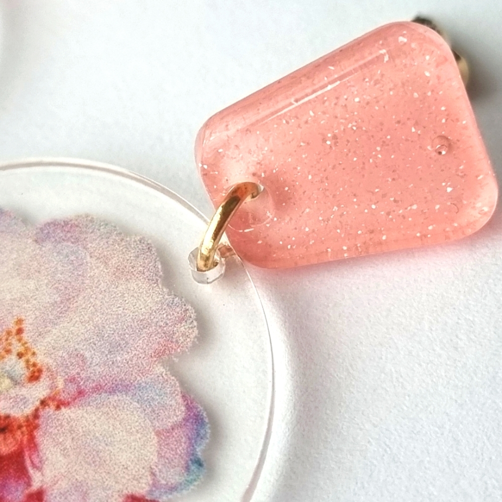 Pretty Peachy Pink Floral Drop Earrings 🍑 🩷 - Picture 7 of 10